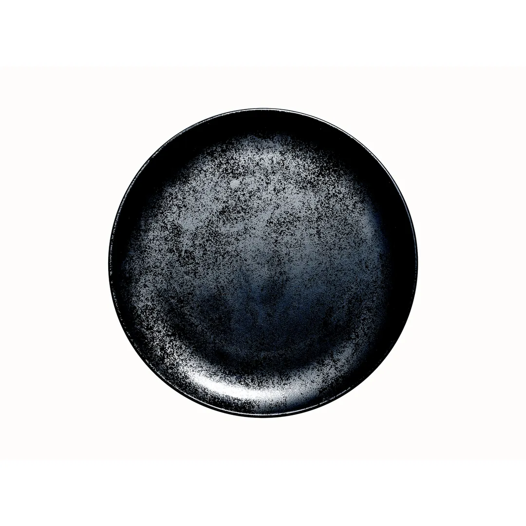 RAK Porcelain KRNNPR27 - 10-5/8" Round Karbon Plate, Coupe Rim, Black, Dishwasher Safe - 12/Case