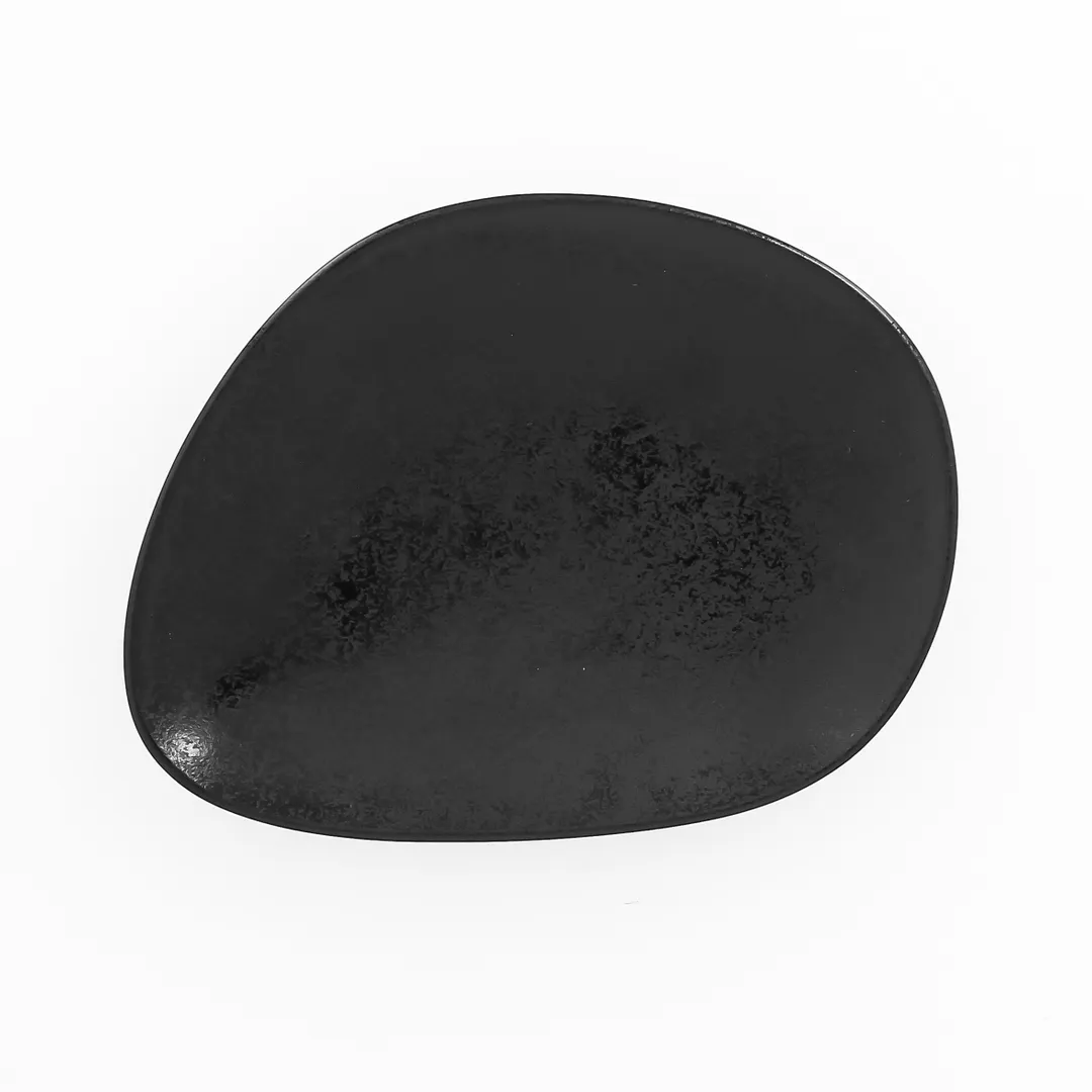RAK Porcelain KRSHFP21 Free-Form China Plate, 7.875" x 6.3", Black Porcelain, Oven-Safe - 12/Case