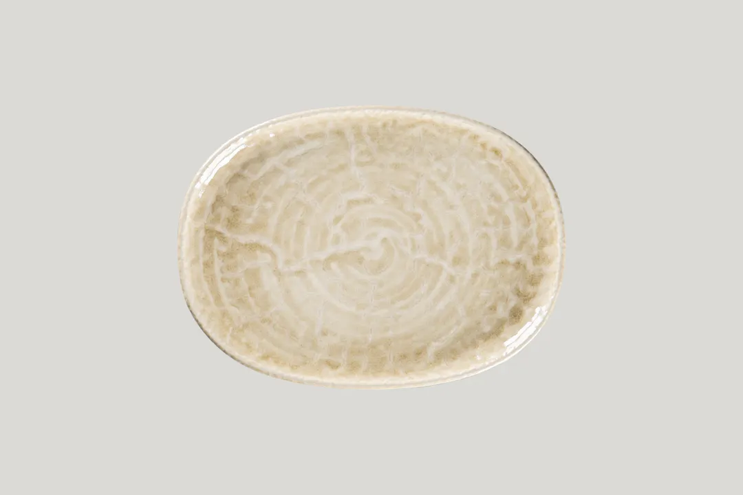 RAK Porcelain KSOP28VL - Oval Krush Platter 11" x 8.05" Coupe Rim, Vanilla Porcelain - 6/Case