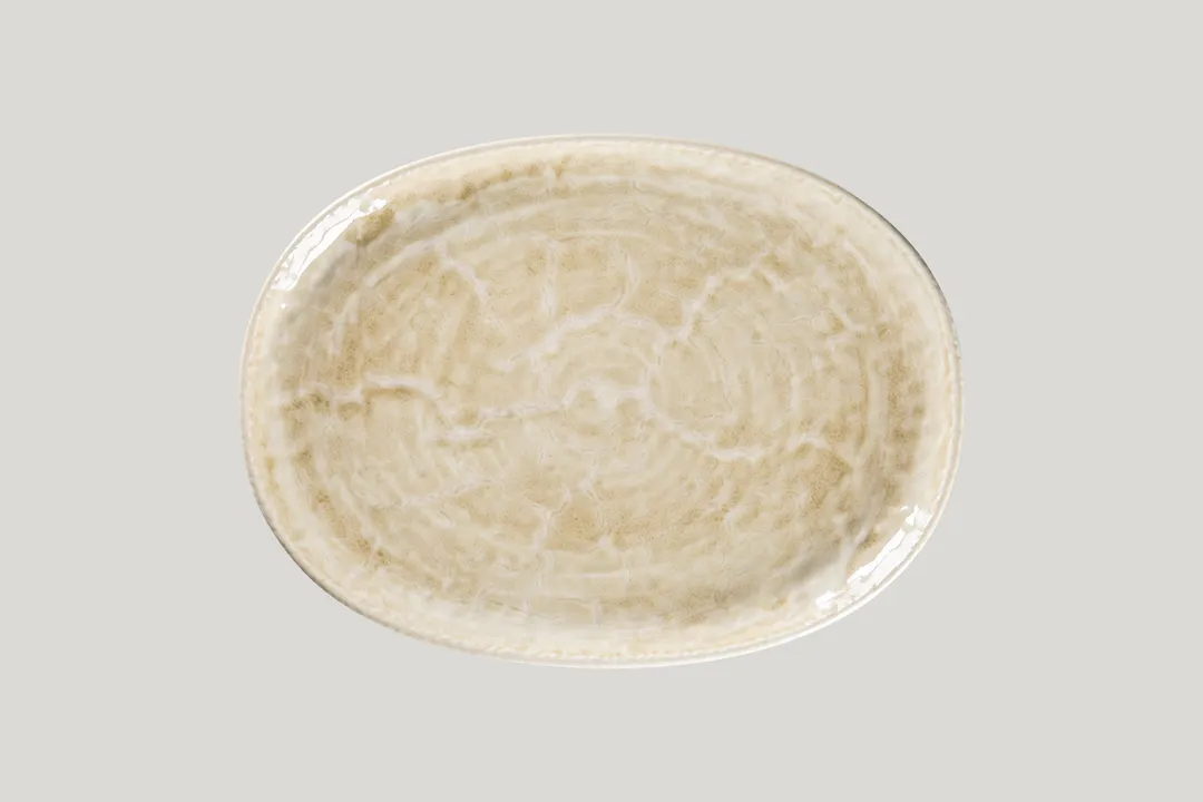 RAK Porcelain KSOP32VL - Oval Krush Platter 12.6" L x 9.25" W, Coupe Rim, Vanilla Porcelain - 6/Case