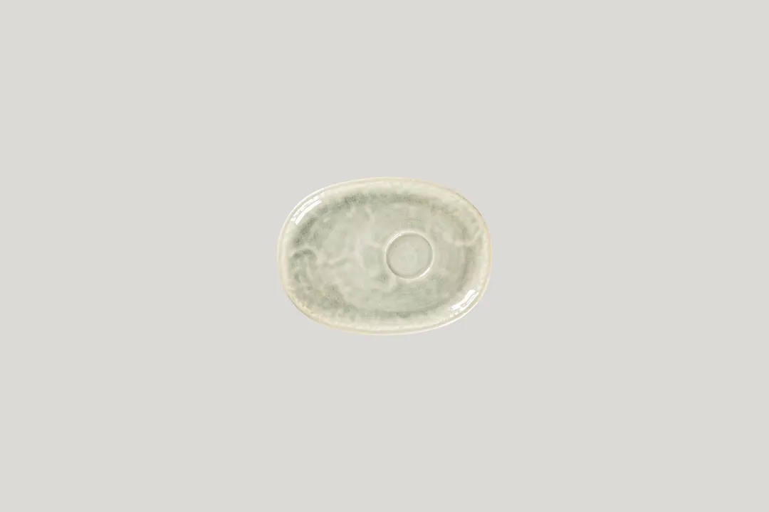 RAK Porcelain KSOSA15CL - Oval Krush Saucer, 5.9" L x 4.35" W, Celadon Porcelain, 12/Case