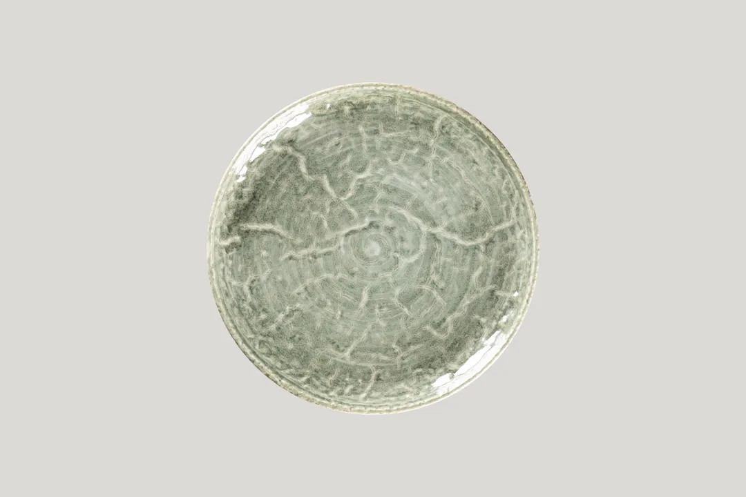 RAK Porcelain KSRP24SG - 9.5" Round Flat‑Edge Coupe Porcelain Plate in Sage, 9.5" Diameter - 12/Case