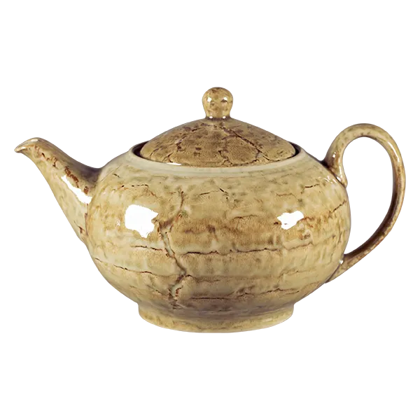 RAK Porcelain KSTP110OC - 37.19 oz Ocher Porcelain Coffee Pot with Lid, 27-38 oz Capacity - 1/Case