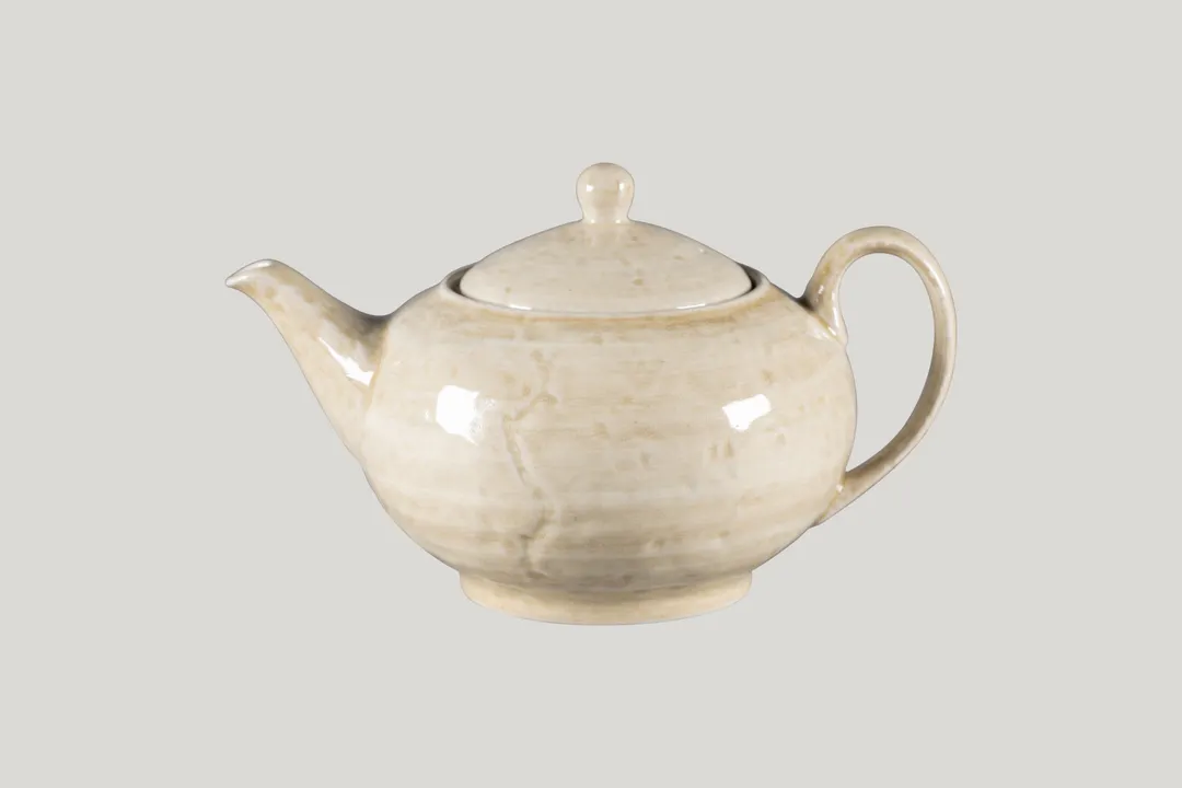 RAK Porcelain KSTP110VL - 37.19 oz Vanilla Porcelain Coffee Pot with Lid, 27-38 oz Capacity - 1/Case