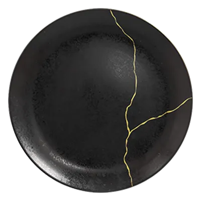 RAK Porcelain KZNNPR29G2 Round Plate 11.4" Dia Rim Black/Gold Porcelain Dishwasher Safe - 12/Case