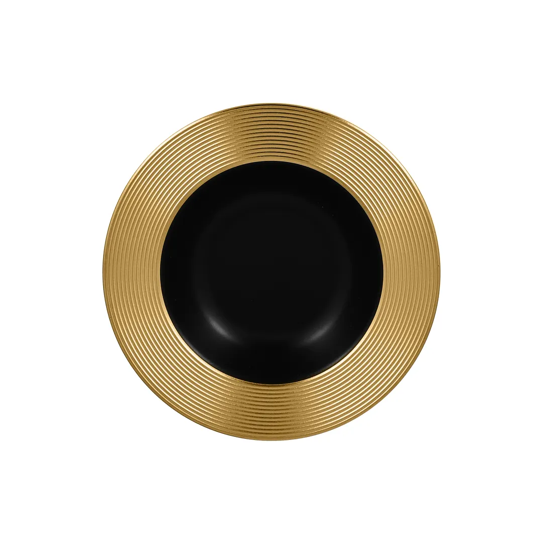 RAK Porcelain MAEVDP23GB Antic Plate, 9.5" Dia x 1.56" H, Deep Rim, Gold Porcelain - 12/Case
