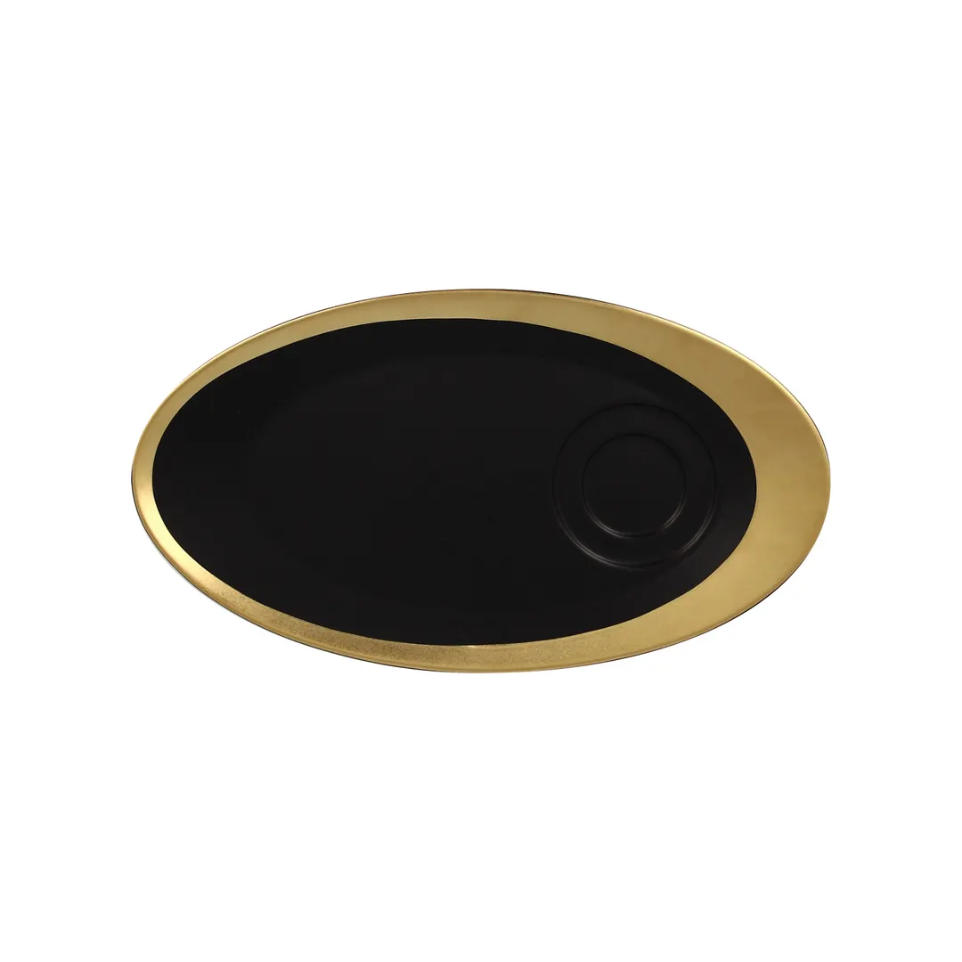 RAK Porcelain MAGISA29GB - Oval Antic Saucer, 11" Diameter, Gold Porcelain, Dishwasher Safe - 12/Case