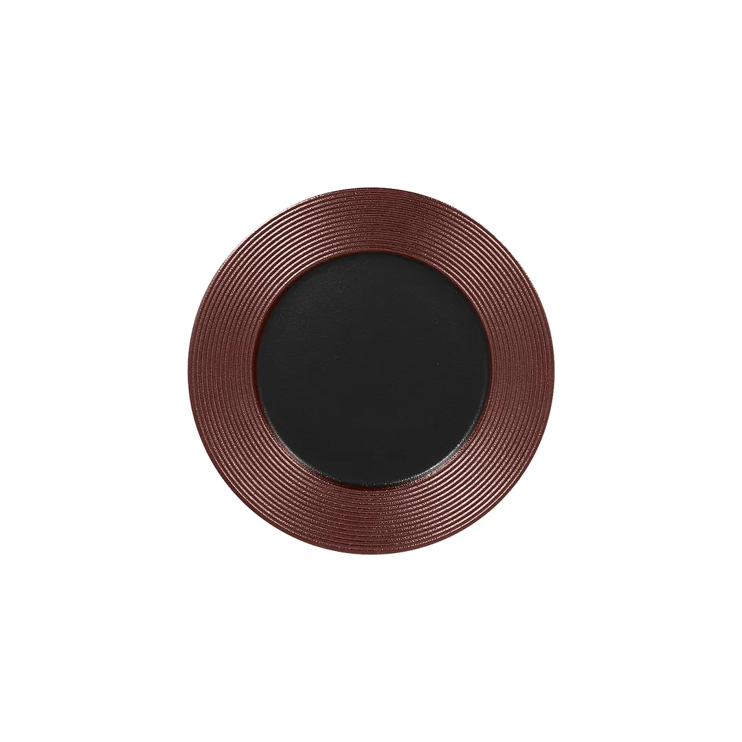 RAK Porcelain MFEVFP22BB Round Plate 8‑5/8" (8.625") Embossed Flat Edge Bronze Porcelain - 12/Case