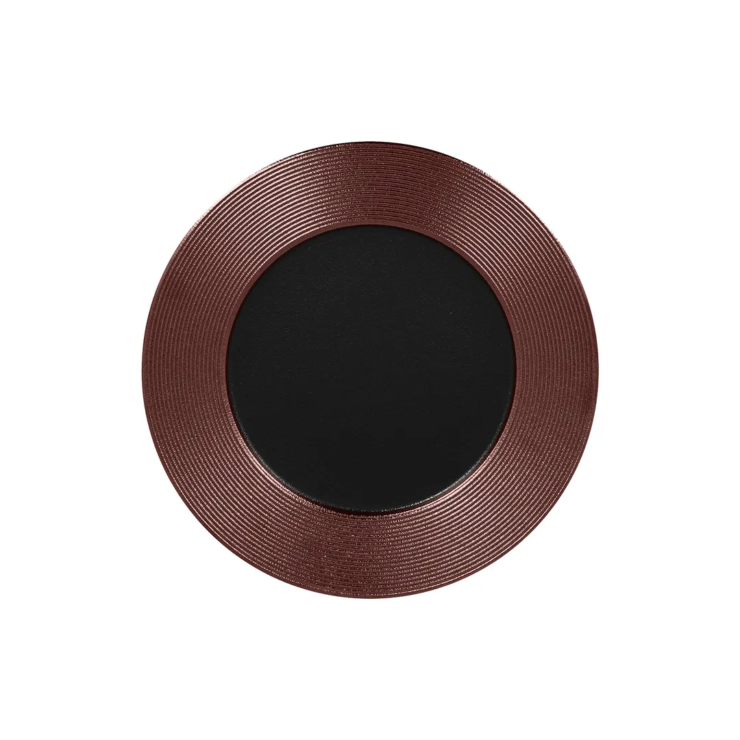 RAK Porcelain MFEVFP27BB Fusion Round Plate 10.625" Embossed Flat Rim Porcelain Bronze - 12/Case