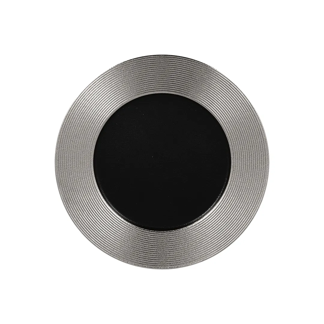 RAK Porcelain MFEVFP29SB Fusion Round Plate, 11.4" Diameter, Embossed Silver Rim - 12/Case