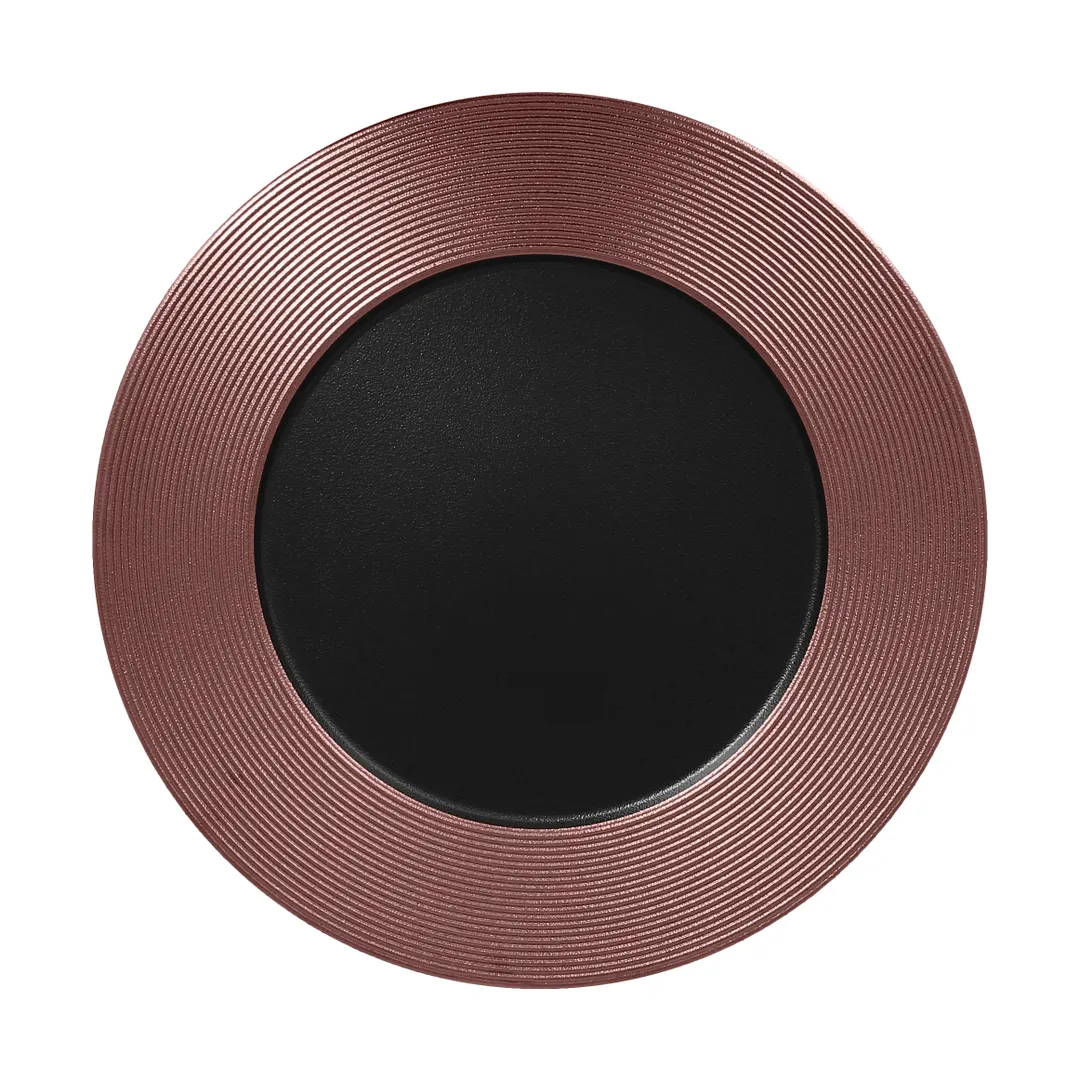 RAK Porcelain MFEVFP33BB Round Plate 13" Diameter Embossed Rim Black Bronze Porcelain - 6/Case