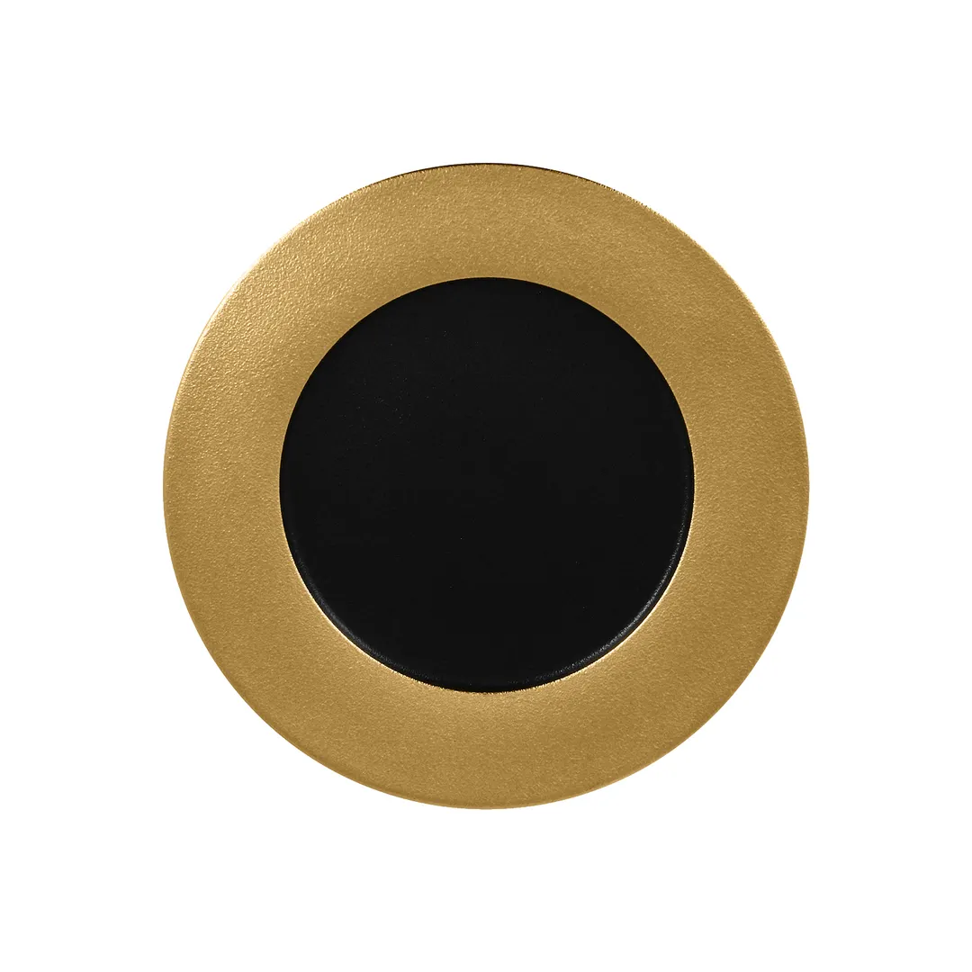 RAK Porcelain MFFDFP29GB Metal Fusion Round Plate 11.4" Dia Flat Edge Porcelain Gold Finish - 12/Case