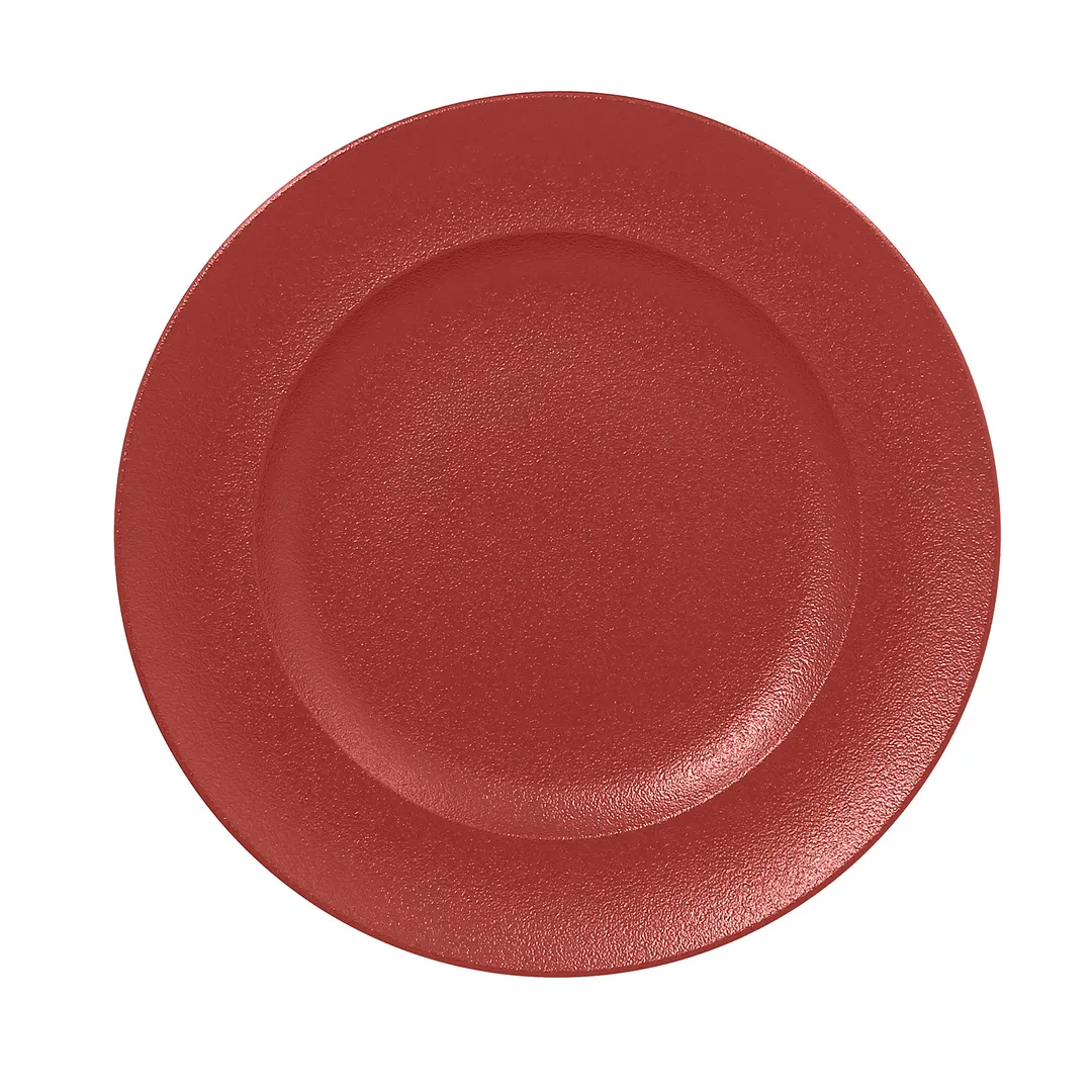 RAK Porcelain NFCLFP33DR Fusion 13" Round China Plate, Wide Rim, Magma Dark Red, Oven Safe - 6/Case