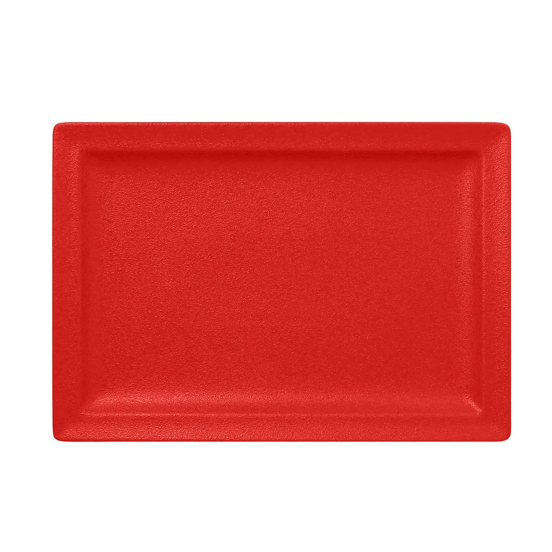 RAK Porcelain NFCLRP33BR Rectangle Plate 13" x 9.05" Ember Red China Lead‑Free - 6/Case