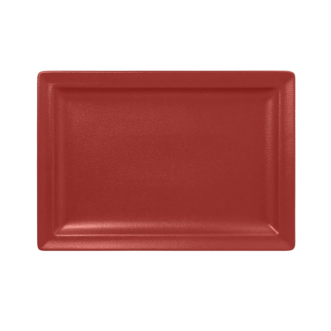 RAK Porcelain NFCLRP33DR Rectangular Plate, 13" x 9.05" Dark Red China Lead‑Free, Oven Safe - 6/Case