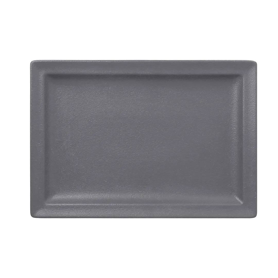 RAK Porcelain NFCLRP33GY Plate, 13" x 9.05" Stone Gray, Flat Edge, Narrow Rim, Oven Safe - 6/Case