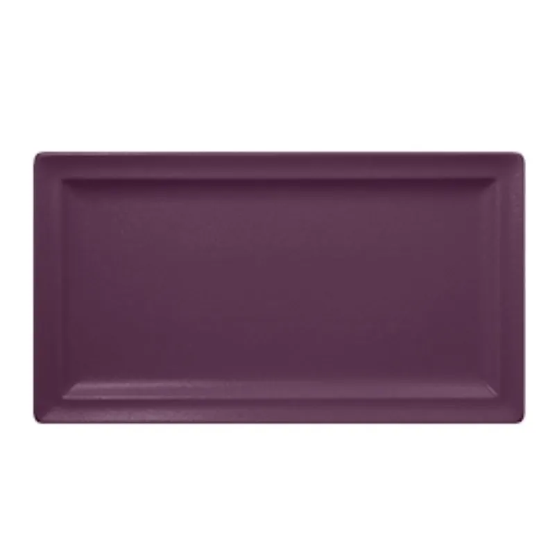 RAK Porcelain NFCLRP33PP Mellow Rectangular Plate 13" x 9.05" Plum Purple Porcelain Edge - 6/Case