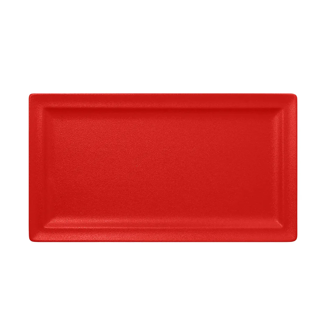 RAK Porcelain NFCLRP38BR Rectangle Plate 15" x 8¼" Ember Red China, Narrow Rim, Lead‑Free - 6/Case