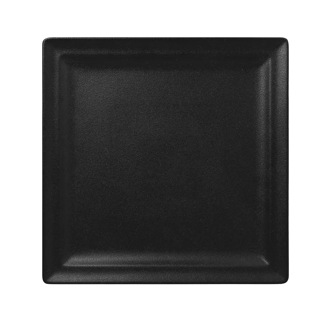RAK Porcelain NFCLSP30BK Square Plate 11.5" x 11.5" Volcano Black Narrow Rim Oven‑Safe - 6/Case