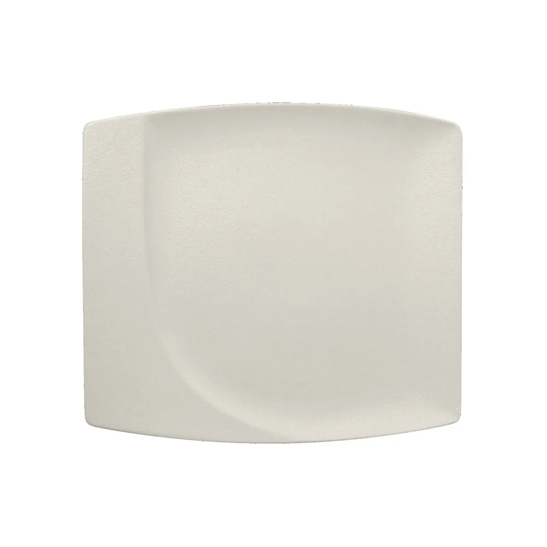 RAK Porcelain NFMZSP32WH Square Plate 12.6" x 11.7" Sand White China Curved Edge Lead‑Free - 6/Case