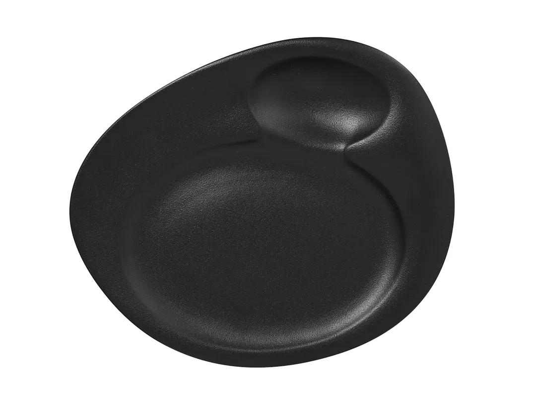 RAK Porcelain NFNBFP32BK 12.5" x 10.44" x 0.75" Black Porcelain Dinner Plate, Oven‑Safe - 6/Case