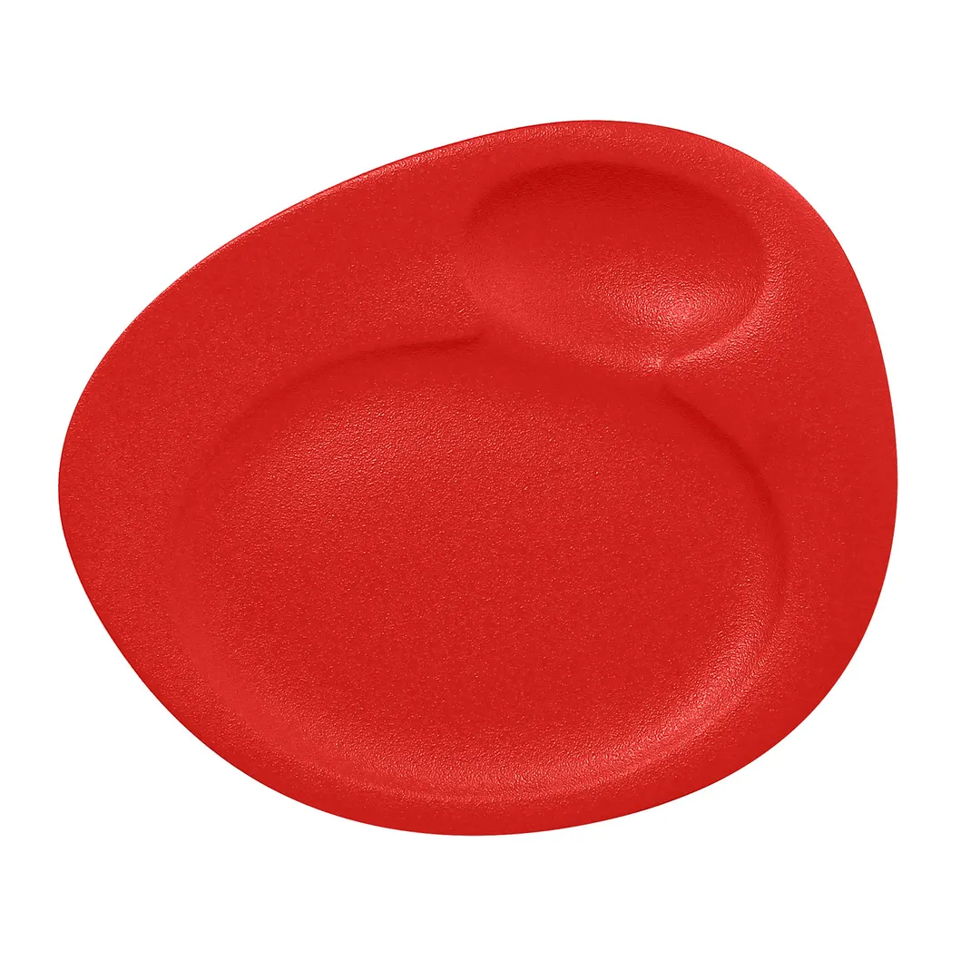 RAK Porcelain NFNBFP32BR Oval Dinner Plate 12.6" x 10.86" Ember Red China, Lead‑Free - 6/Case