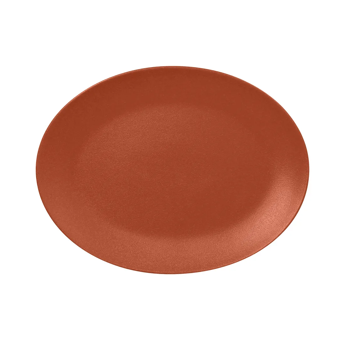 RAK Porcelain NFNNOP36BW - Oval Platter 14.15" x 10.65", Terra Brown China, Lead‑Free - 6/Case