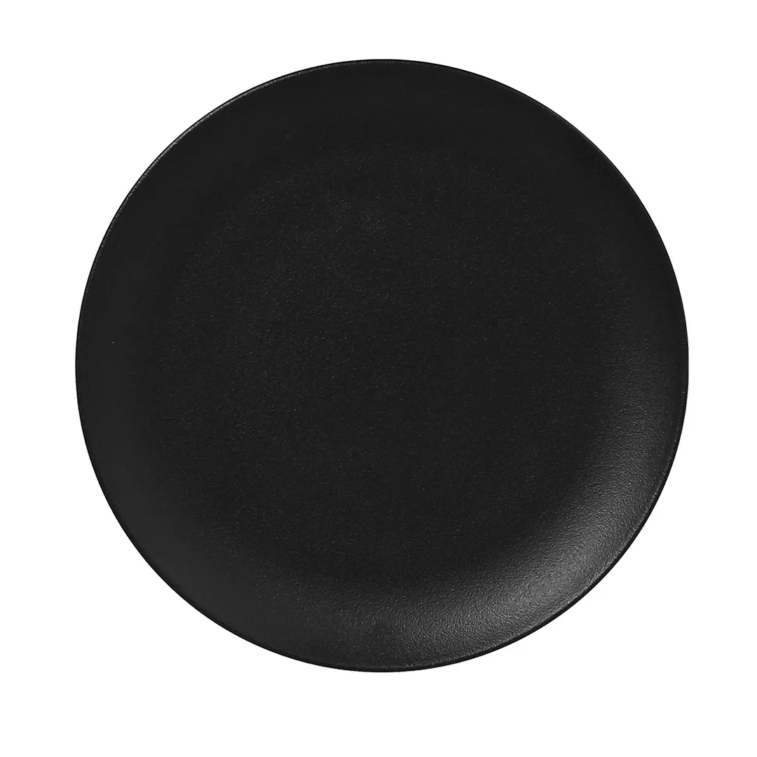 RAK Porcelain NFNNPR27BK - 10.5" Round China Plate, Volcano Black, Oven/Microwave Safe - 12/Case