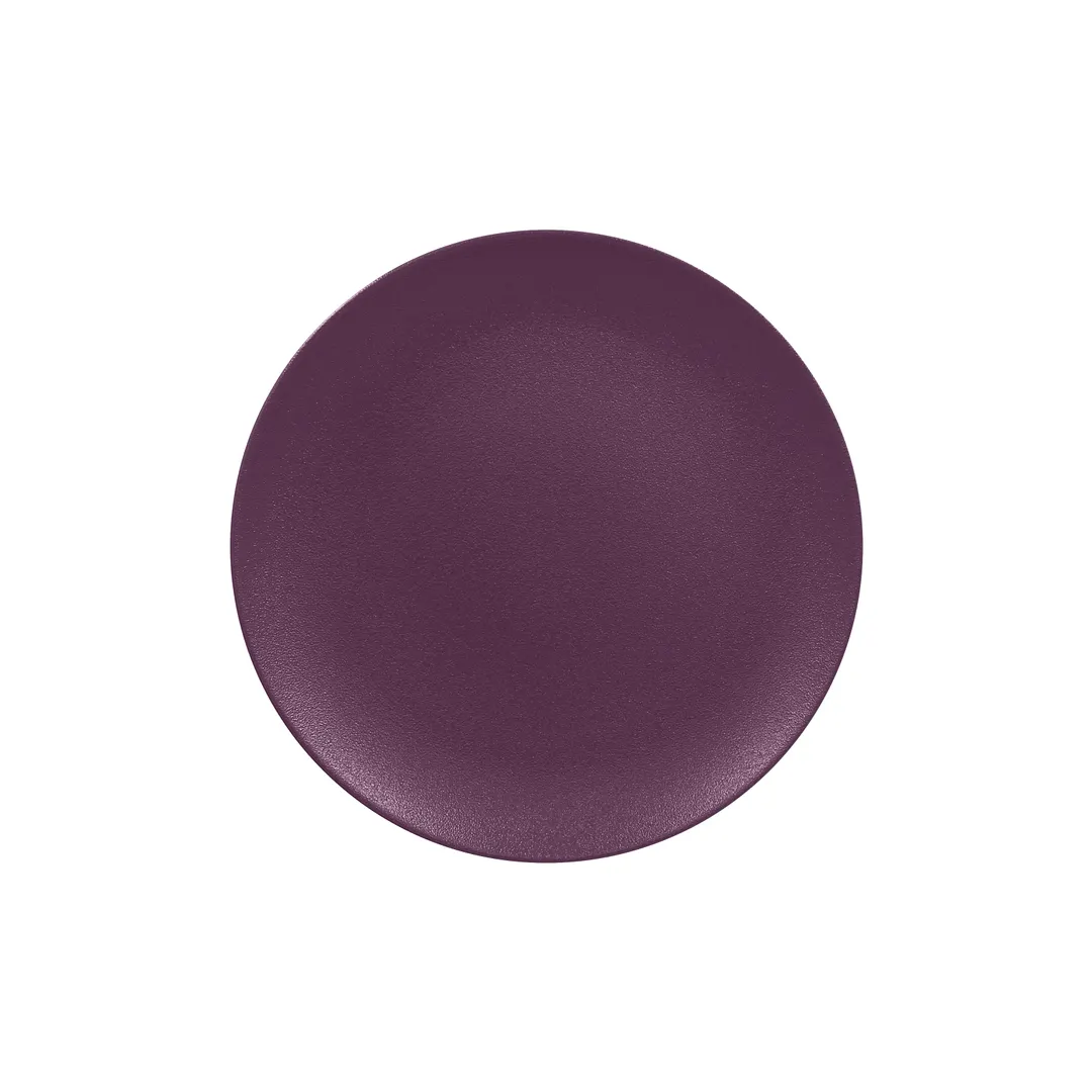 RAK Porcelain NFNNPR31PP Round Plate 12"5, Flat Coupe Rim, Purple Porcelain, Dishwasher Safe - 6/Case