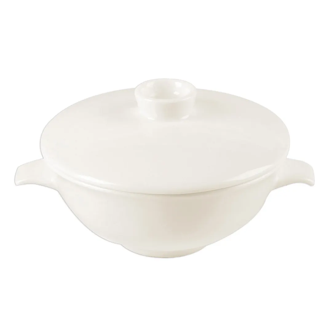 RAK Porcelain NNCS27LD - Nano Cream Round Porcelain Soup Lid, White, 12" Diameter, Case of 12/Case