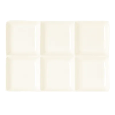 RAK Porcelain OPRP6C Platter 11" x 7-7/8" x 7/8" White Six 1/2‑oz Compartments Dishwasher Safe - 6/Case