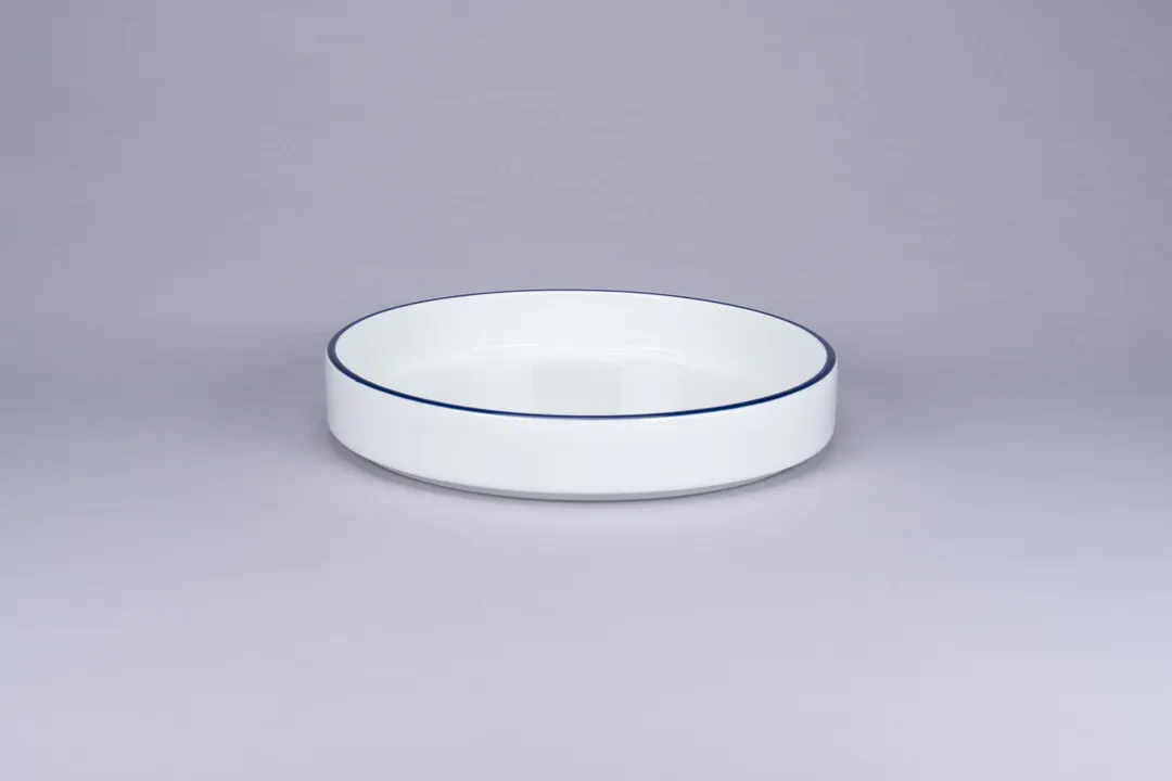 RAK Porcelain PLNODP23CD25145 - 33oz Round Deep Pasta Bowl, 9" White Blue Rim, Stackable - 1/Case