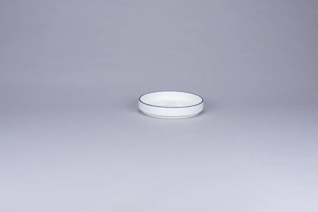 RAK Porcelain PLNOLD11CD25145 Round Porcelain Plate 4.125" White with Blue Rim Flat Edge - 12/Case