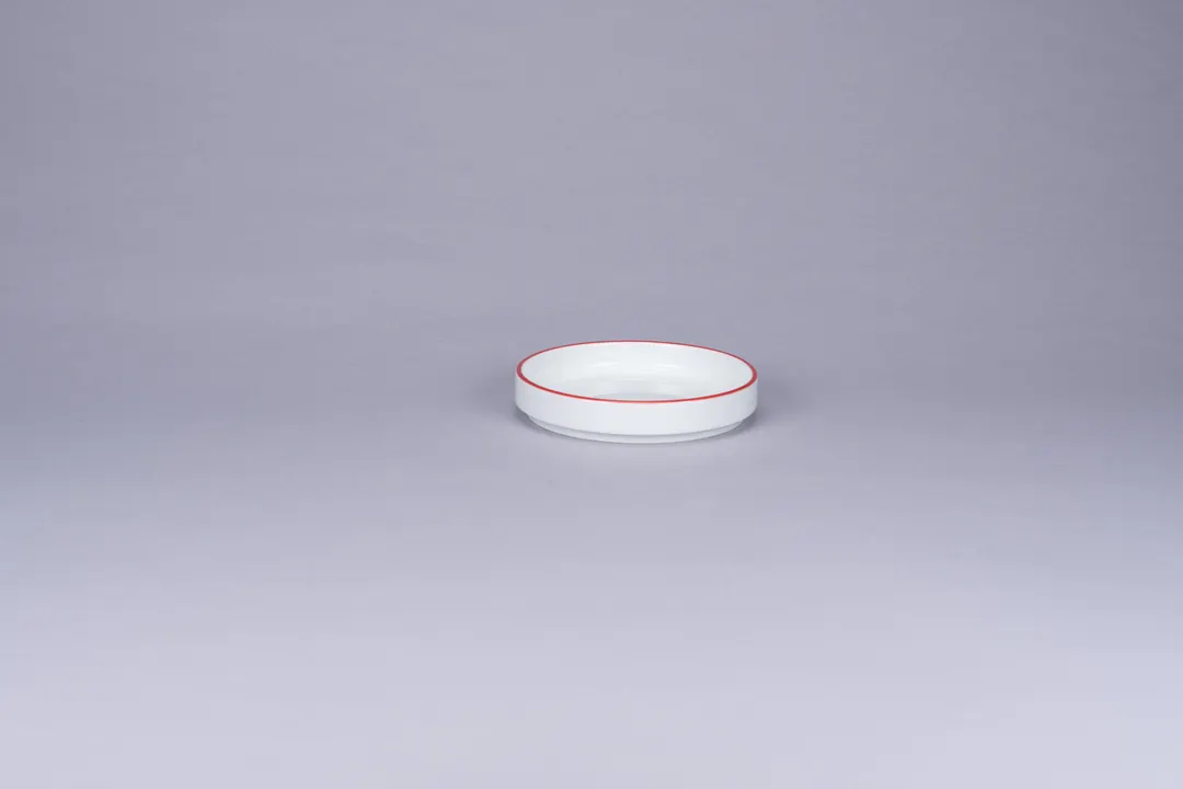 RAK Porcelain PLNOLD11CD25146 - Round 4.125" White Porcelain Plate Red Rim, Design - 12/Case