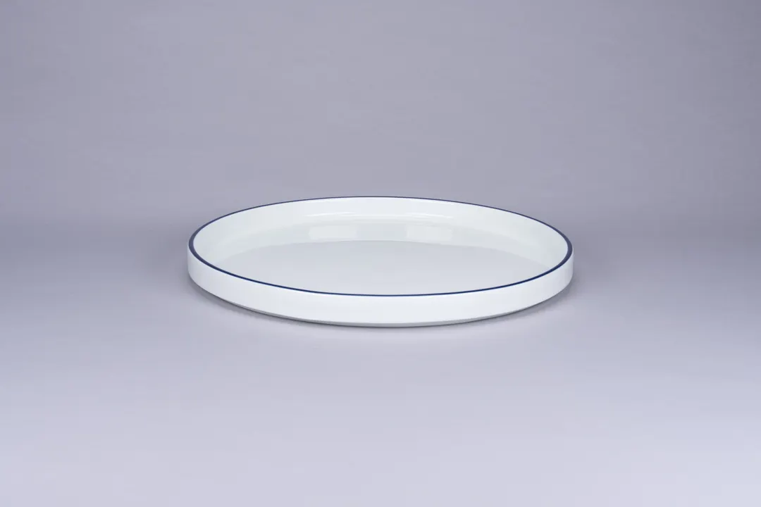 RAK Porcelain PLNOLD27CD25145 - 10.62" Rimless Porcelain Plate, White with Blue Rim - 1/Case