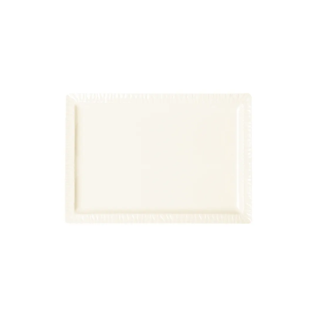 RAK Porcelain PLRP33 - 13" x 9" Rectangular White Porcelain Plate, Flat Edge, Narrow Rim - 6/Case