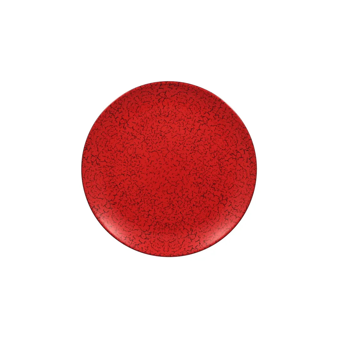 RAK Porcelain RBNNPR28 Ruby Round Plate, 11" Diameter, Flat Coupe Rim, Porcelain Red - 12/Case