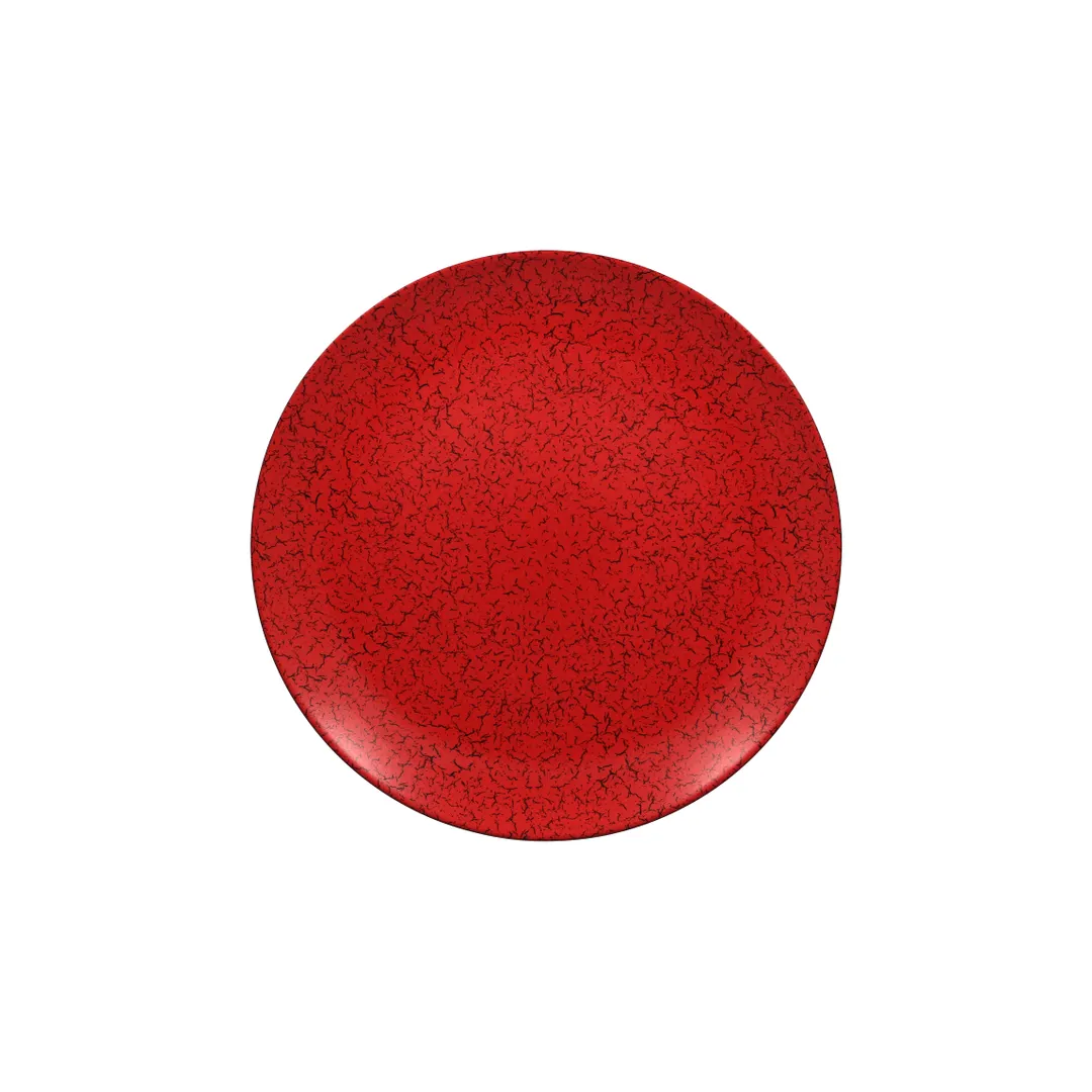 RAK Porcelain RBNNPR29 Ruby Round Plate, 11.4" Diameter, Flat Coupe Rim, Porcelain, Red - 12/Case