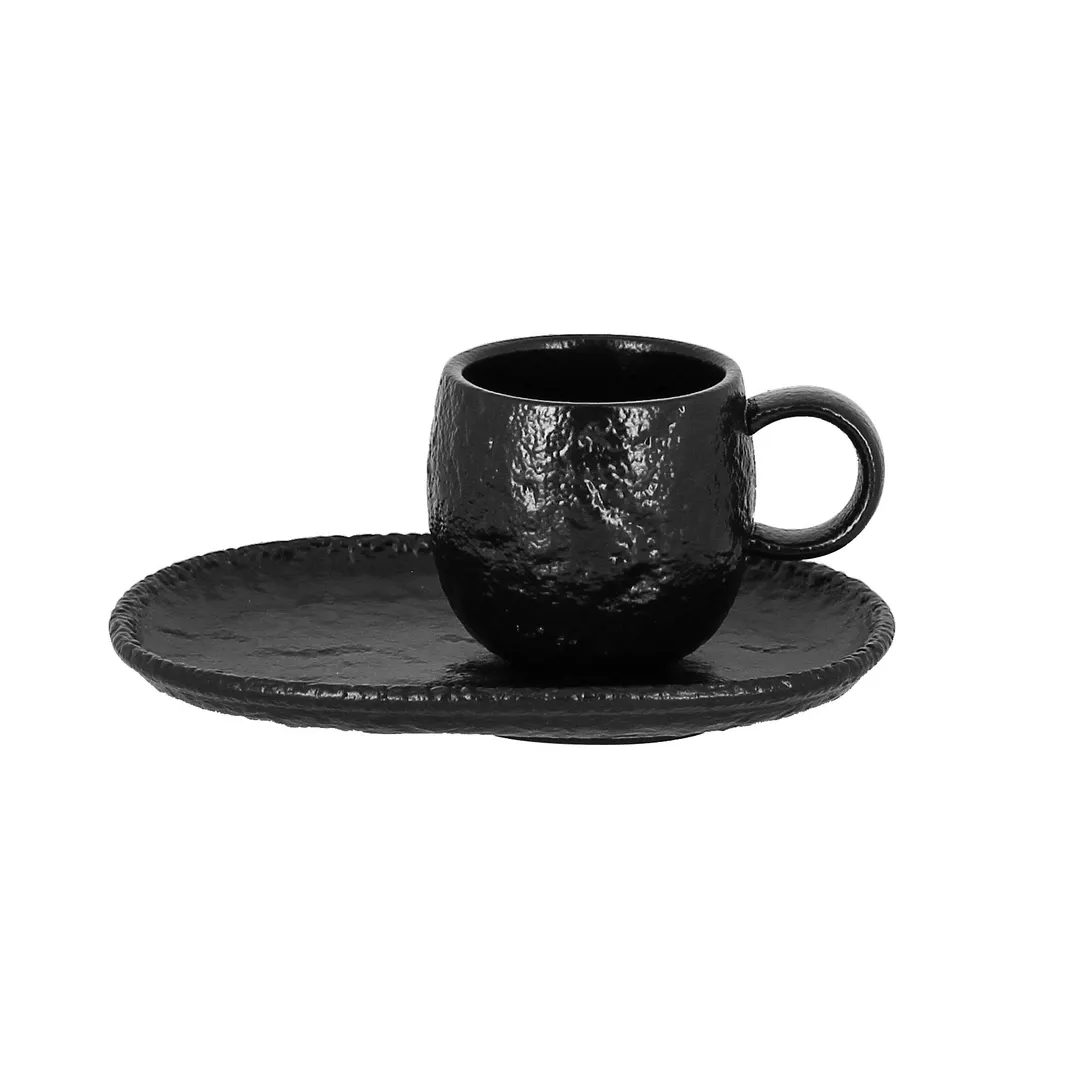 RAK Porcelain RKOSA15 Oval China Saucer, 5.5"-5.99" Black Porcelain Epic Collection - 12/Case