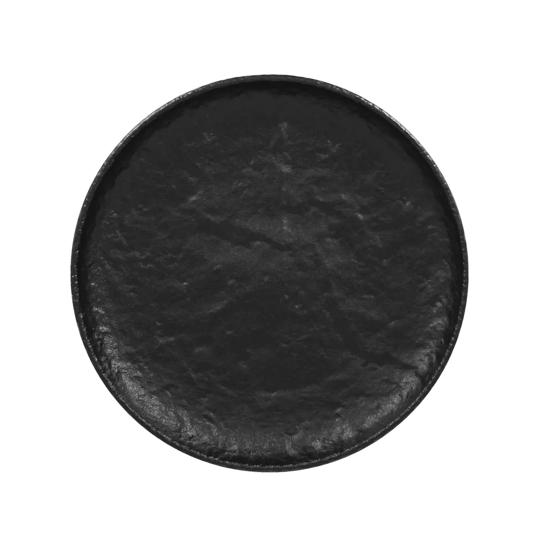 RAK Porcelain RKRP24 Round China Plate 9-7/16" Black Porcelain Coupe Rim Oven Safe - 12/Case