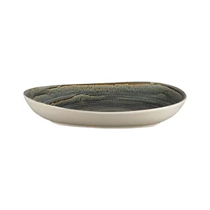 RAK Porcelain SPTFLDP28 Spot Plate, 11" x 8.9" Free‑Form Deep Rim Porcelain, Peridot Finish - 12/Case