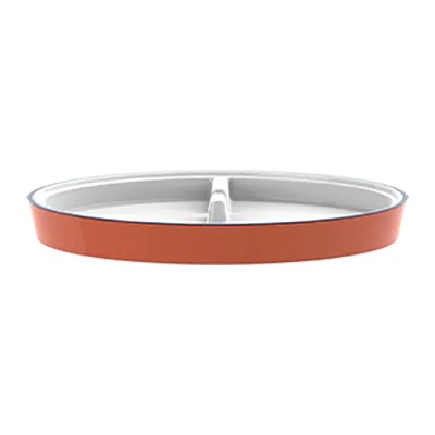 RAK Porcelain SSPR24BLBR - 9"5 Round Rimless Plate, Brown/Blue Trim, Oven/Microwave Safe - 6/Case