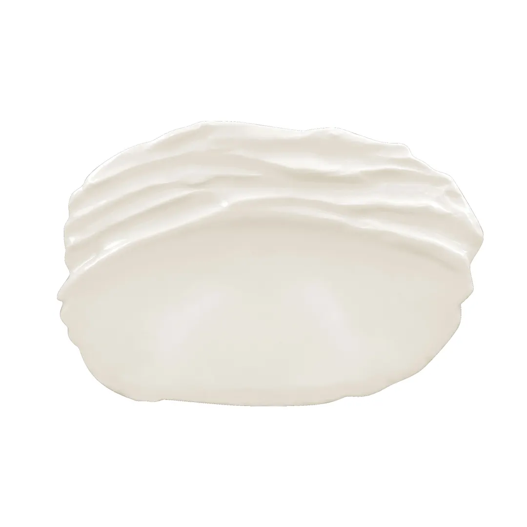 RAK Porcelain STEP25 Sketches Plate, 10.6" x 7.3" x 1.6" Embossed Rim, Microwave Safe - 6/Case