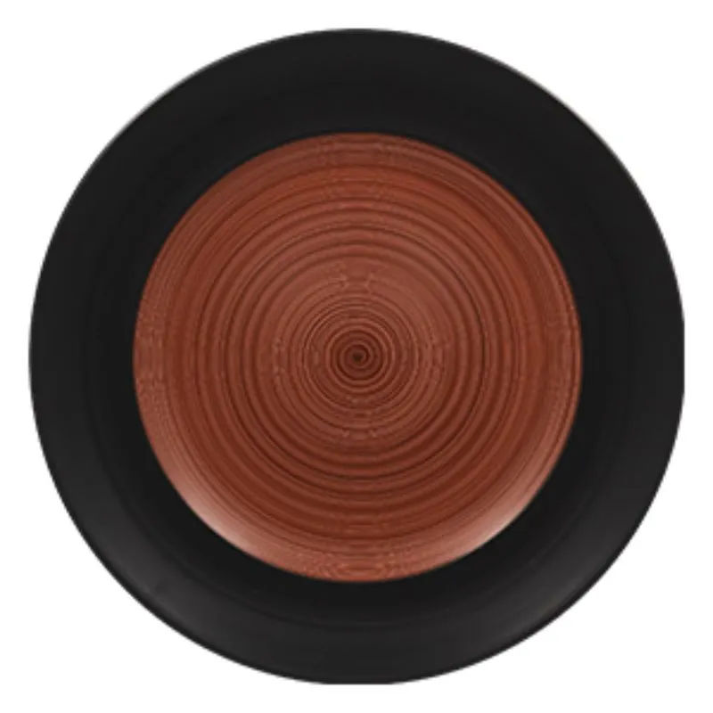 RAK Porcelain TRCLFP21BW - 8.25" Round Flat Edge China Plate, Porcelain, Walnut Finish, 24/Case