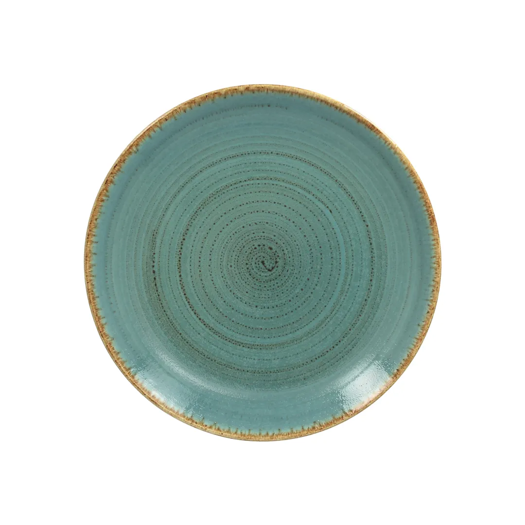 RAK Porcelain TWNNPR24LA Twirl Plate, 9.438" Coupe Rim, Porcelain, Lagoon, Dishwasher Safe - 12/Case