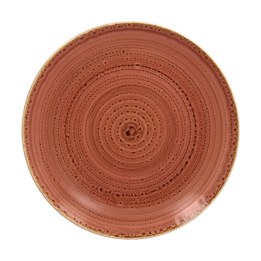 RAK Porcelain TWNNPR29CO - 11-3/8" Round Coupe Rim Porcelain Plate Coral Microwave Safe - 12/Case