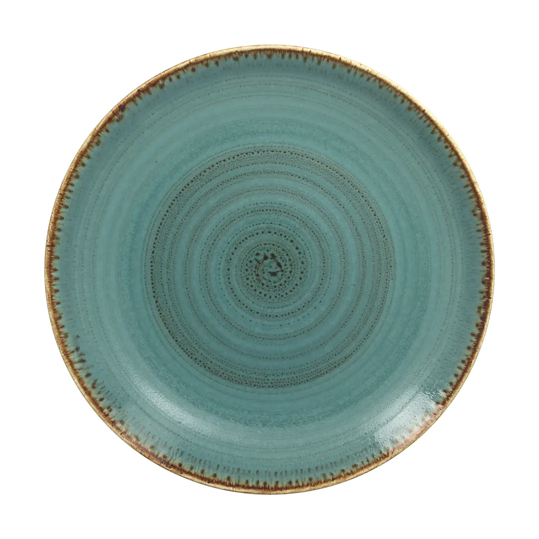 RAK Porcelain TWNNPR29LA - 11 3/8" Coupe Porcelain Plate, Lagoon, Dishwasher/Microwave Safe - 12/Case