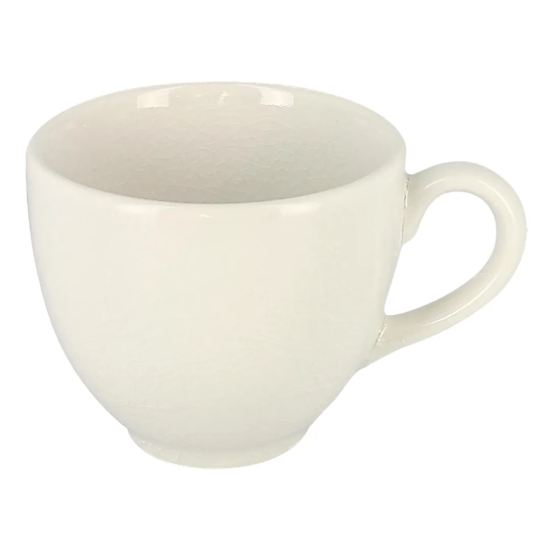 RAK Porcelain VNCLCU23WH Coffee Cup, 7-7/9 oz Porcelain, Microwave Safe, Crackle Texture - 12/Case