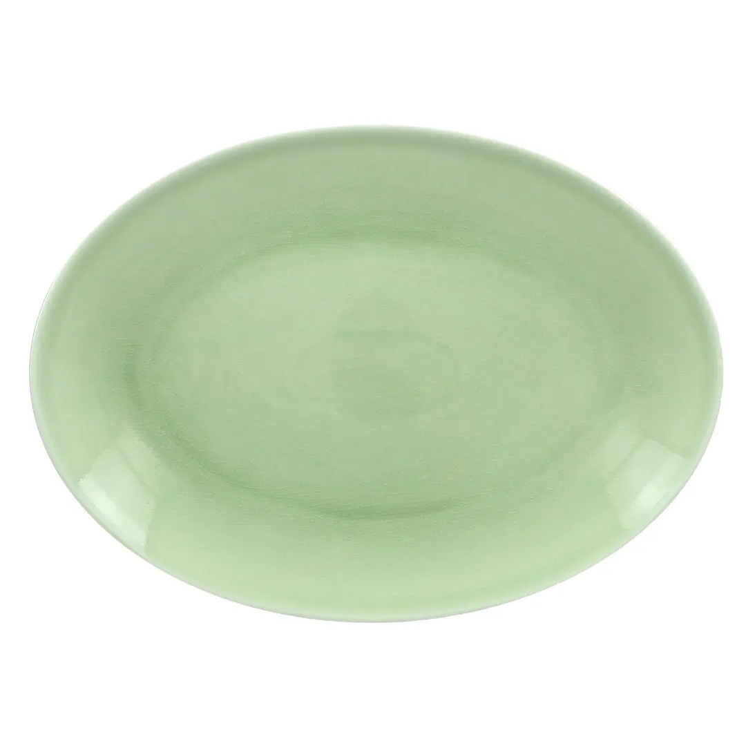 RAK Porcelain VNNNOP32GR Oval Platter, 12" x 9", Green Porcelain, Microwave Safe - 6/Case