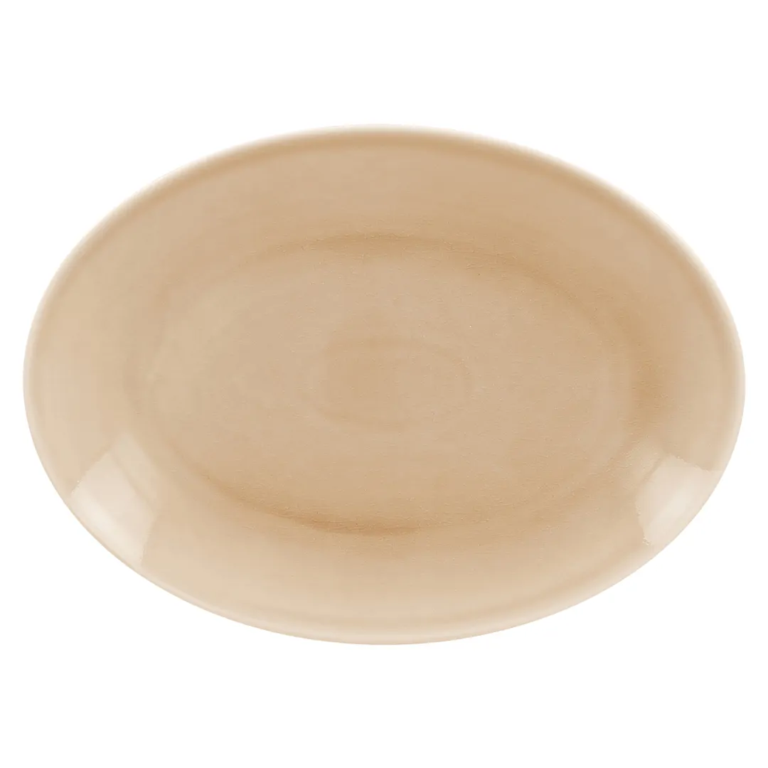 RAK Porcelain VNNNOP36BG Oval Platter, 14" x 10" Beige Porcelain, Microwave & Dishwasher Safe - 6/Case